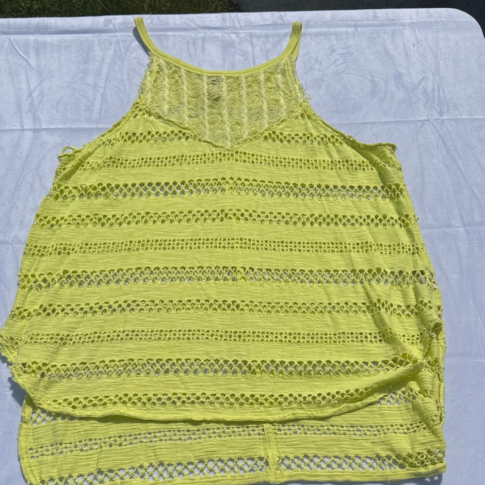 We The Free Vibrant Yellow Crochet Top